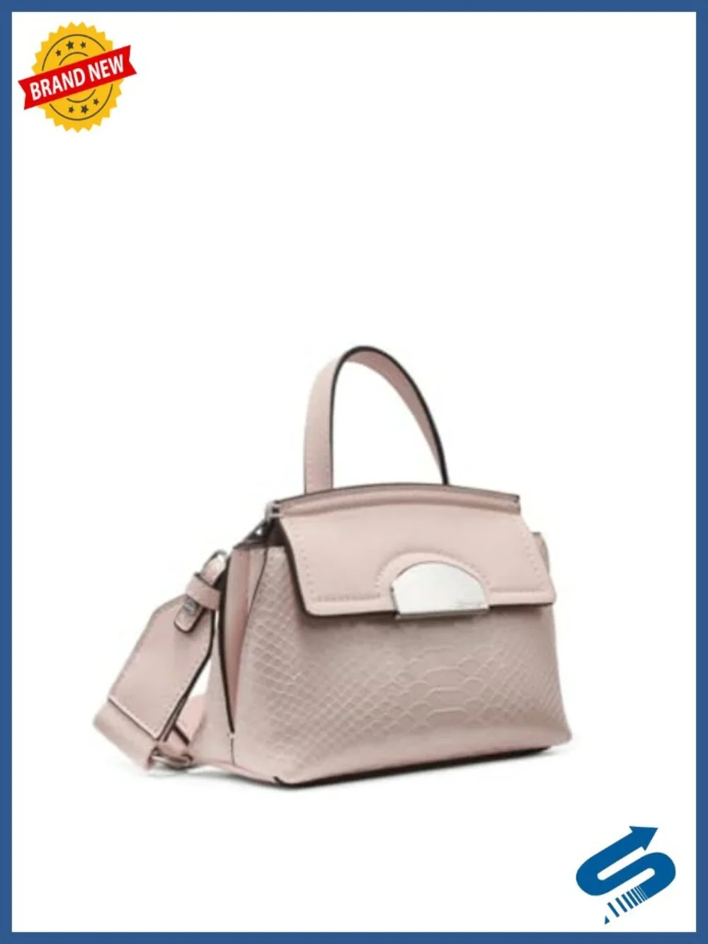 Mini Crossbody Bag with Faux Snake Detail, Snap Closure